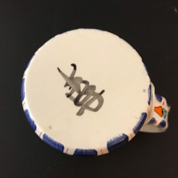 Hand made painted pottery bunny carrot coffee mugs - Picture 2 of 4